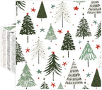 Quera 50 Pack Christmas Paper Napkins Christmas Tree Green 6.5'' x 6.5" Disposable White Beverage Napkins Decorative Table Napkin for New Year Winter Dinner Merry Christmas Holiday Xmas Party Supplies