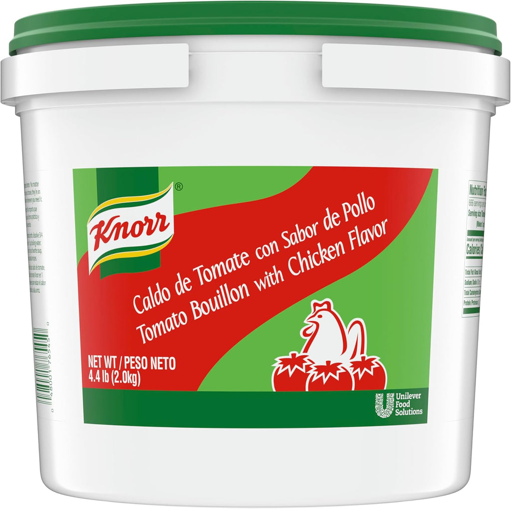 Knorr Professional Caldo de Tomate, Tomato Bouillon with Chicken Flavor Granulated Base, Bouillon as a Base, Marinade, Flavor Enhancer, Shelf Stable Convenience, 0g Trans Fat, 4.4 lbs, Pack of 4
