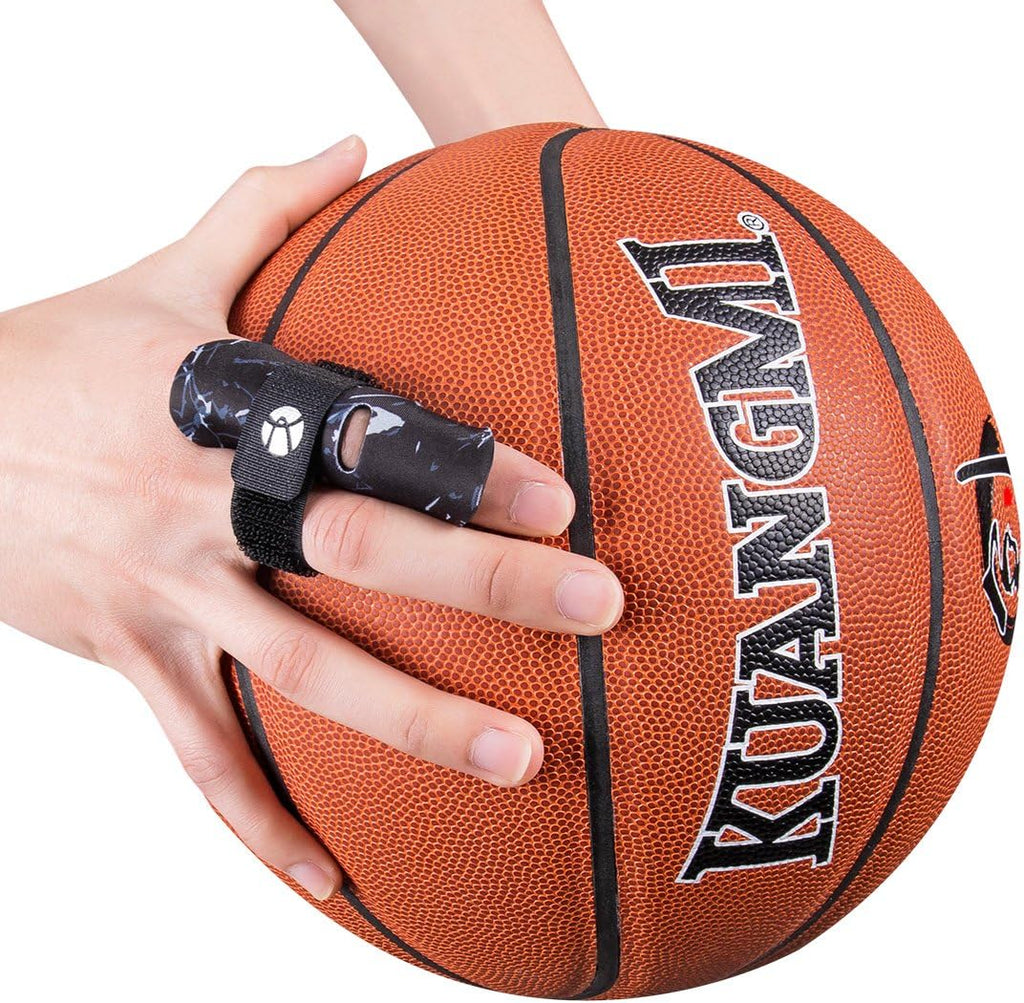 Kuangmi Finger Sleeve Support Protector Finger Splint Brace Use for Pain Relief and Preventing Sports Injuries（L/XL, Black