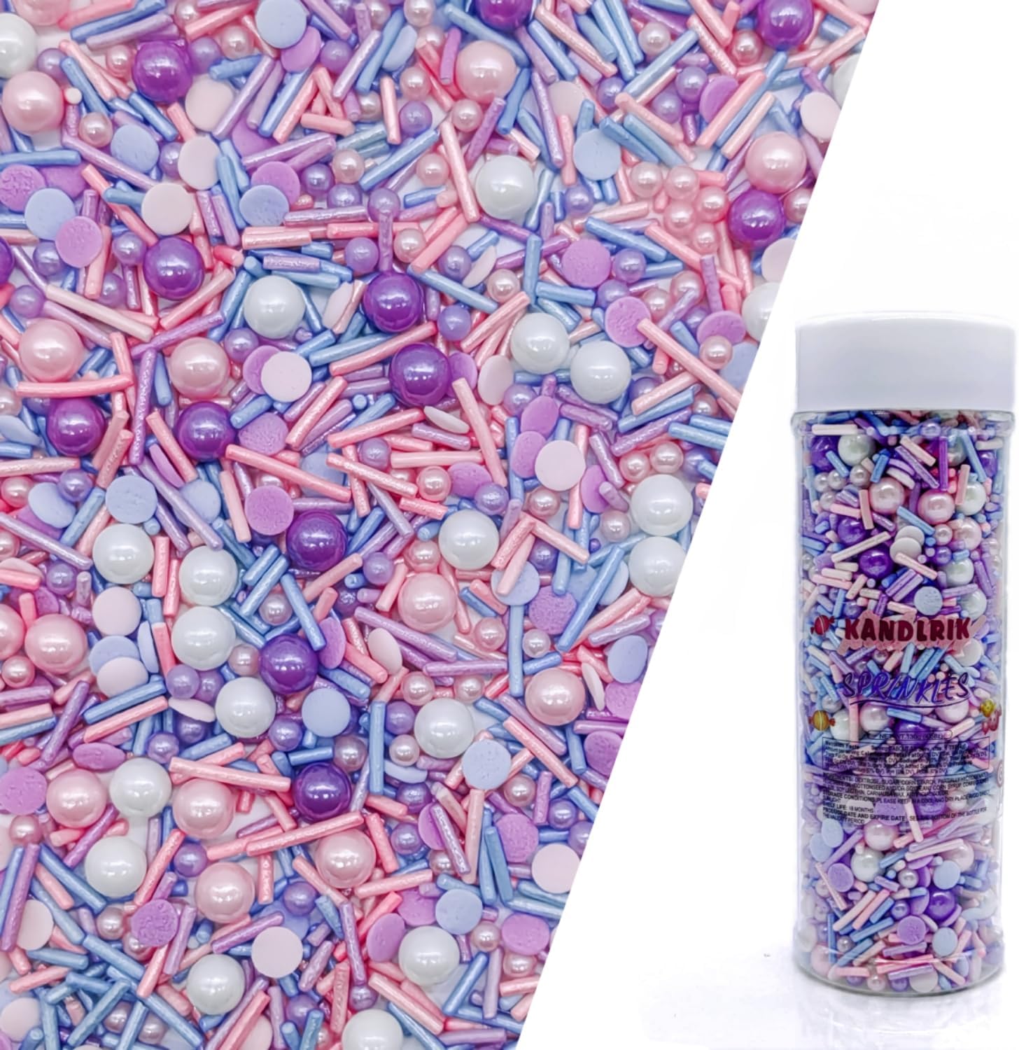 Purple Series Sprinkles Candy Mix Size Edible Pearls Cake Decorations Cupcake Toppers Cookie Decorating Perfect for Wedding Party Valentine Halloween Christmas Supplies 4.58OZ