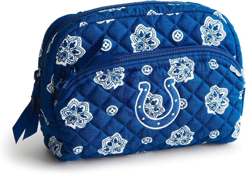 Vera Bradley Women's Cotton Nfl Medium Cosmetic Makeup Organizer Bag (Multiple Teams Available), Dallascowboysonblue/Graybandana, One Size