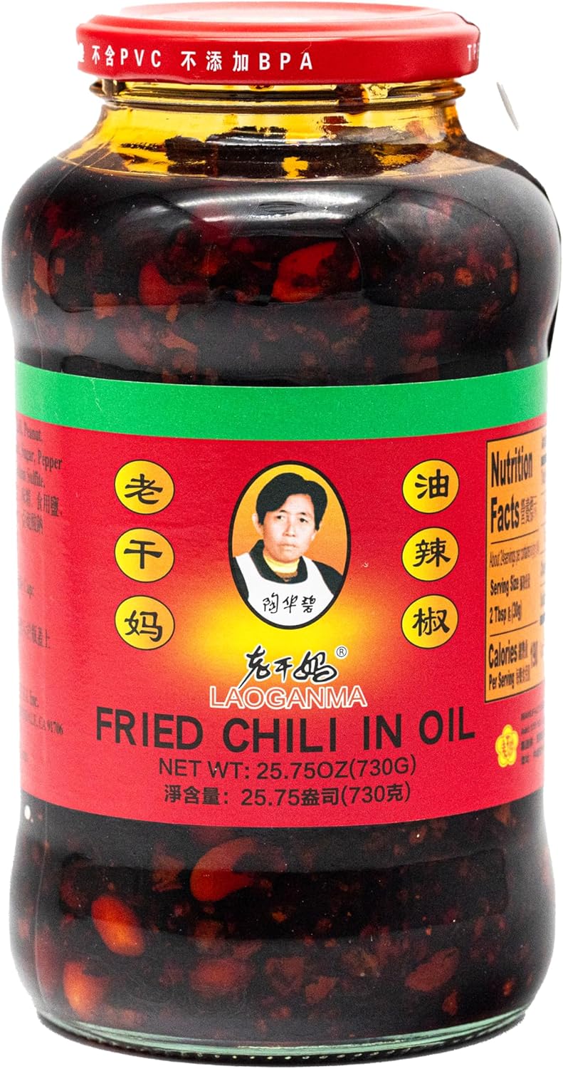 Lao Gan Ma Fried Chili in Oil – 730g (25.75 oz) | Authentic Chinese Chili Crisp | Spicy & Savory Condiment for Noodles, Rice, Stir-Fries & More | Crunchy & Flavorful