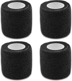 Self-Adherent Grip Tape Wrap - Lyuxzad 4 Pack Cohesive Bandage Wrap 2" x 5 Yards Machine Wrap Cover Elastic Bandage Rolls Self Adhesive Tape Strong Sports Tape Black Bandage Rolls Athletic Tape