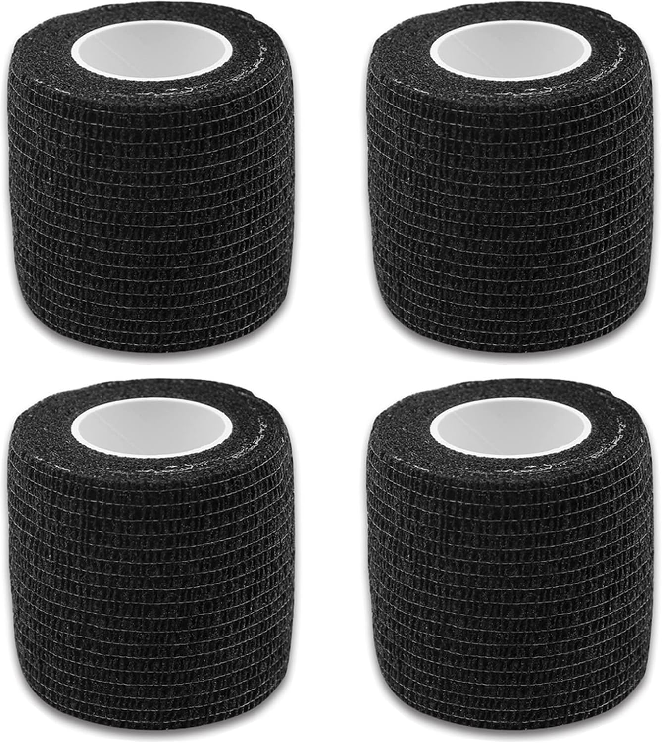Self-Adherent Grip Tape Wrap - Lyuxzad 4 Pack Cohesive Bandage Wrap 2" x 5 Yards Machine Wrap Cover Elastic Bandage Rolls Self Adhesive Tape Strong Sports Tape Black Bandage Rolls Athletic Tape