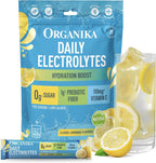Organika Electrolytes Powder- Classic Lemonade Sachets- On-The-Go, Sugar-Free Hydration and Electrolyte Replenishment with Prebiotics and Vitamin C- 20 Servings