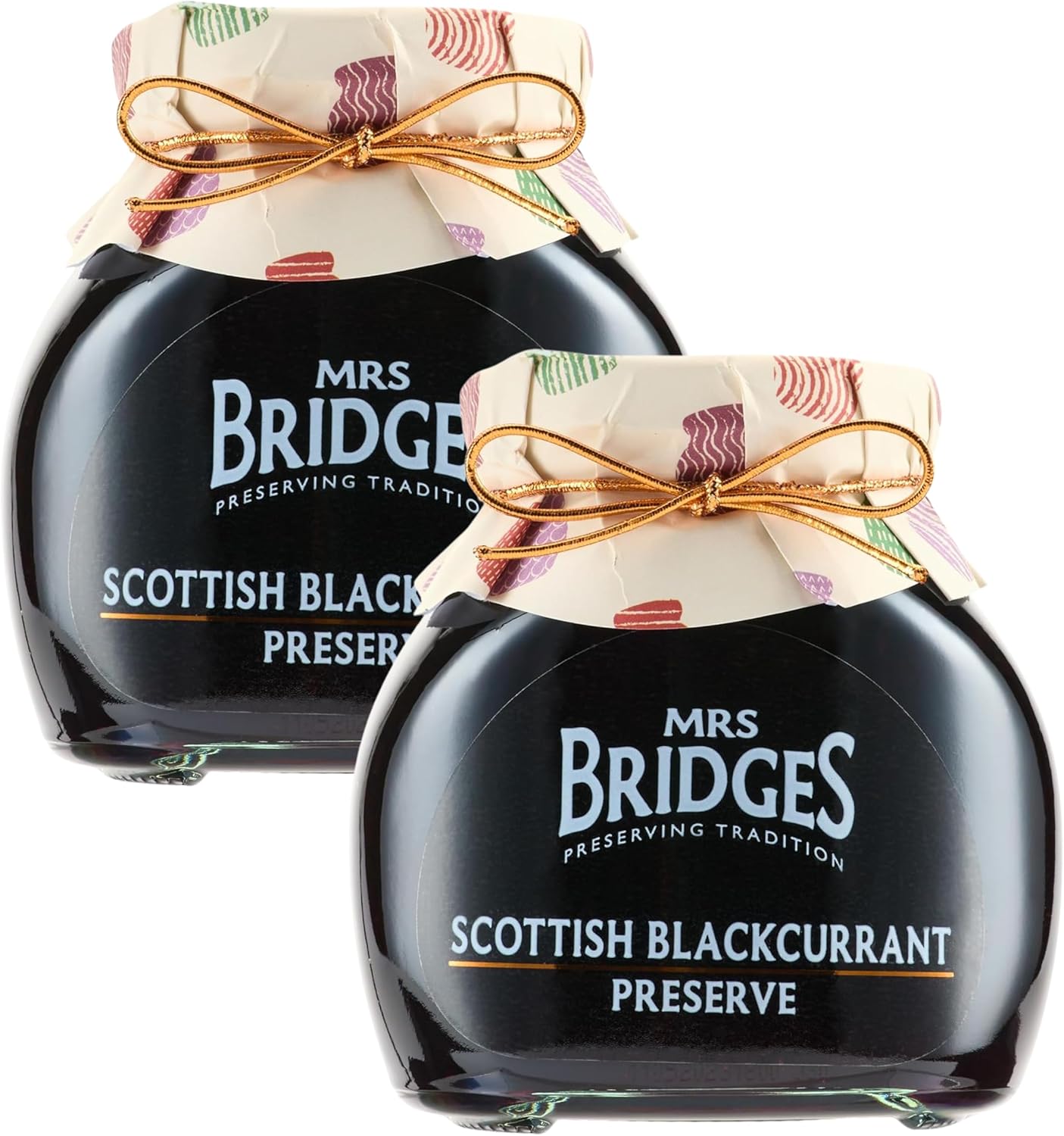Mrs Bridges Blackcurrant Preserve, Made in Scotland, 12oz Jar (Pack of 2)
