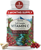 OPTIVIDA Health Acerola Cherry Capsules (60 Days Supply) – Plant-Based Vitamin C for Immune Support – Enhances Absorption – Supports Skin, Joints & Immune Health – GMP Certified