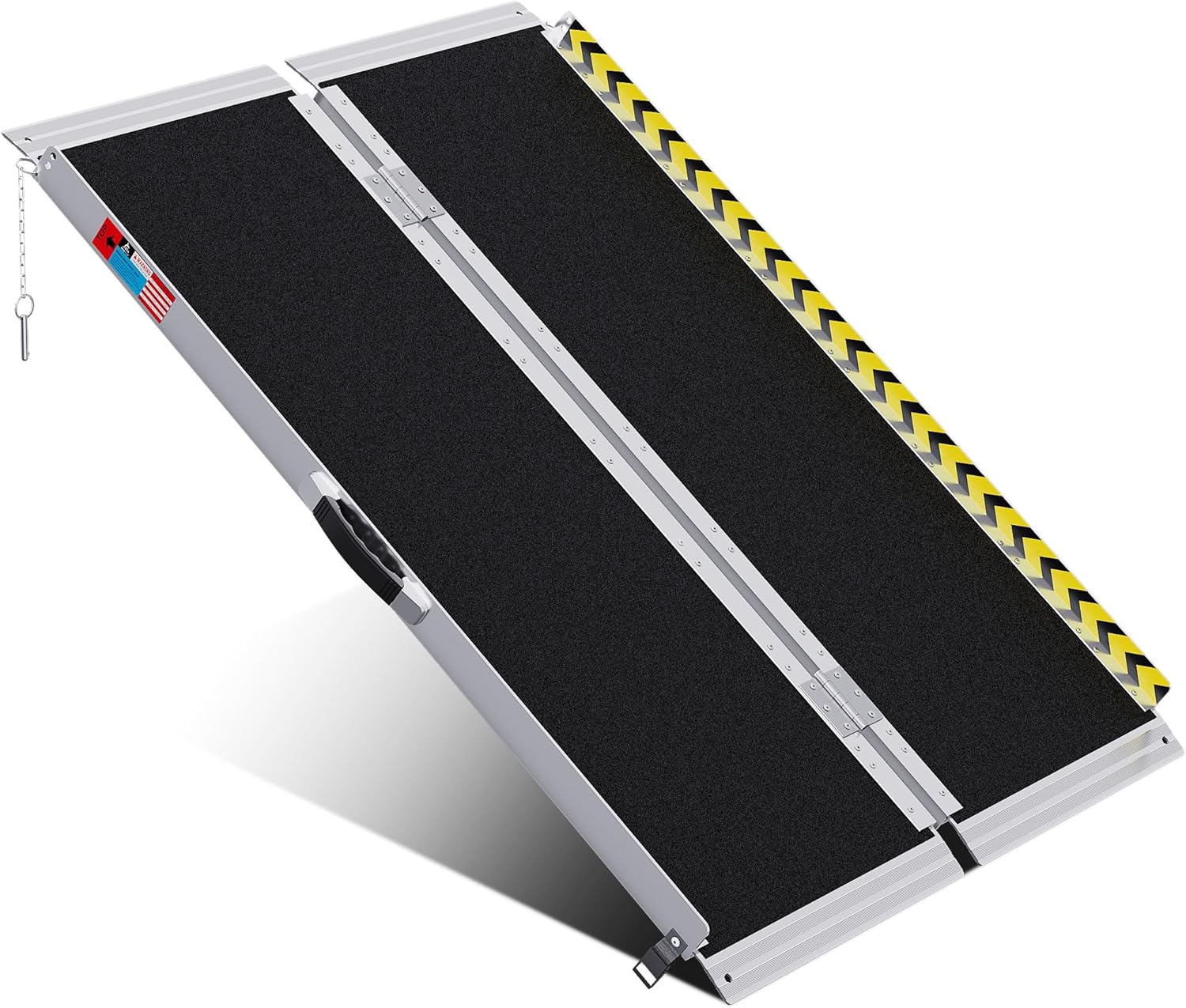 Portable Wheelchair Ramp 4FT, Anti-Slip Aluminum Folding Portable Ramp, Wheelchair Ramps for Home, Weight Capacity Up to 800 LBS, with Transition Plates Above and Below, Loading Dock Plates