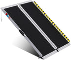WHALEMOTOR Portable Wheelchair Ramp 4FT, Anti-Slip Aluminum Folding Portable Ramp, Wheelchair Ramps for Home, Weight Capacity Up to 800 LBS, with Transition Plates Above and Below, Loading Dock Plates