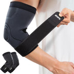 Elbow Support Brace for Men and Women, 2 Pack Elbow Compression Sleeve, Elbow Brace for Tendonitis and Tennis Elbow, Elbow Sleeve Reduce Joint Pain for Tennis, Golfer, Workouts Black (M)