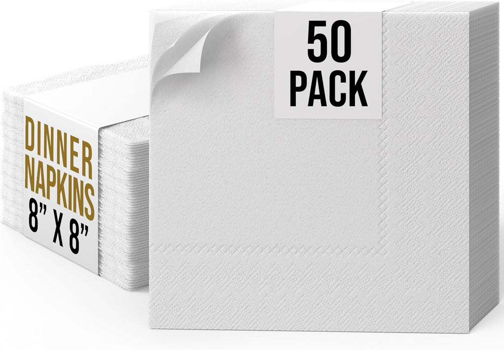 White Dinner Napkins Disposable Everyday 50 Pcs 2 Ply White Napkins Disposable Paper Everyday For Parties & Party Supplies