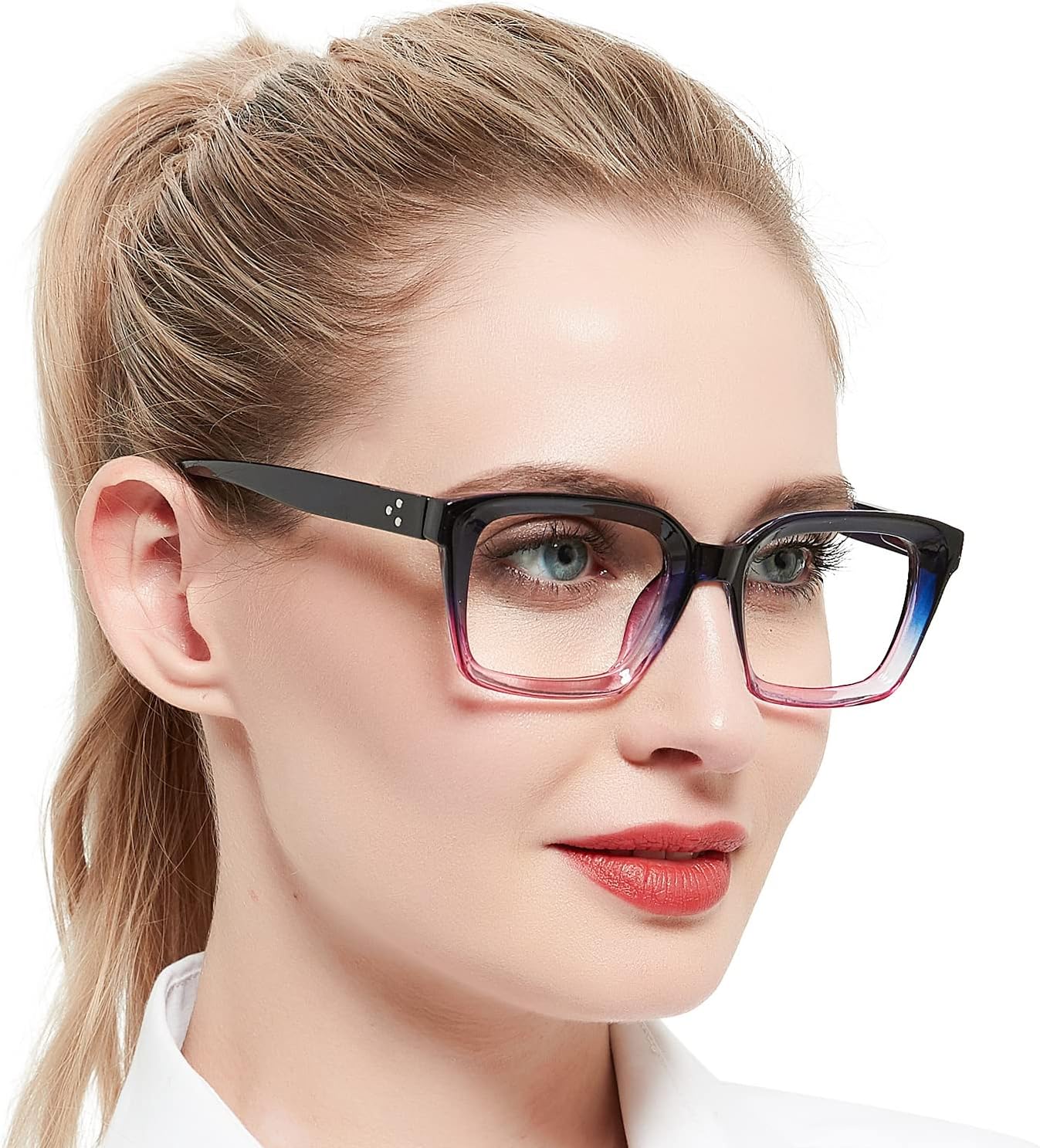 OCCI CHIARI Trendy Bifocal Reading Glasses Women 2.25 Blue Light Blocking Oversized Readers 1.0 1.25 1.5 1.75 2.0 2.25 2.5 2.75 3.0 3.5(Purple,2.25)