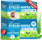 JJ CARE Eyelid Cleaning Wipes - Box of 80, 4"x4" Individually Wrapped Moisturizing Eye Lid Scrubbing Wipes for Irritated, Itchy, and Dry Eyes, Hypoallergenic Eye Scrub & Eyelashes cleaning Pads