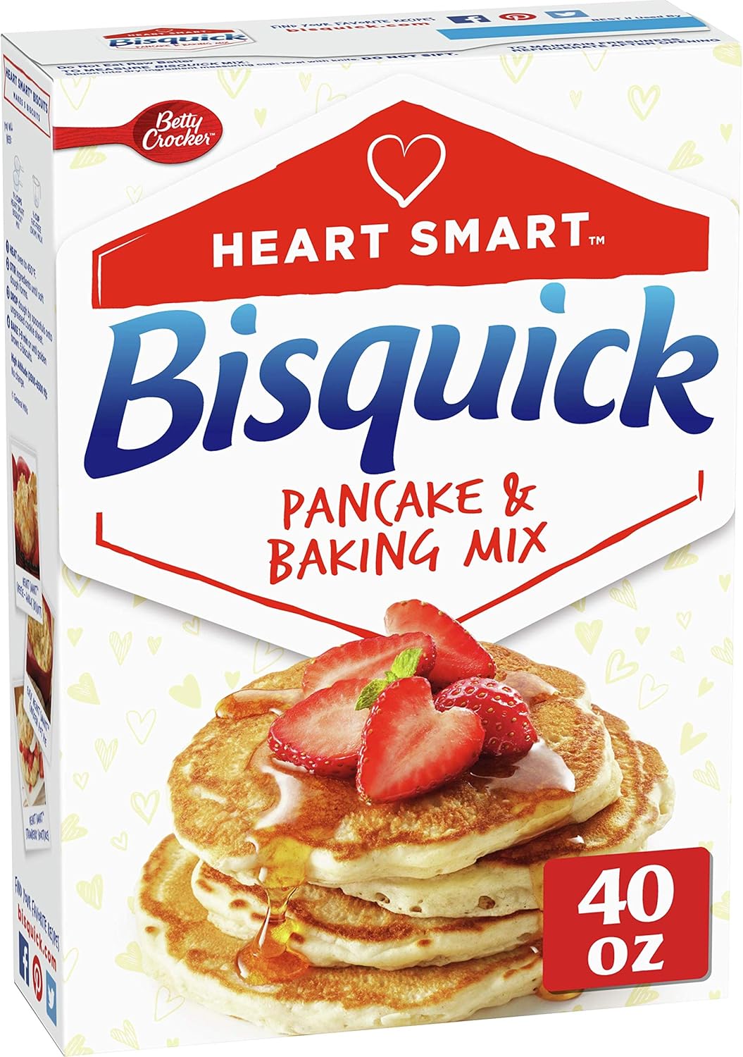 Betty Crocker Bisquick Pancake and Baking Mix, Low Fat, Cholesterol Free, Heart Smart, 40 oz