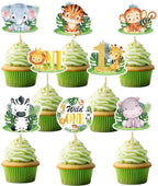 48-Piece “Wild One” Jungle Safari Cupcake Toppers – Baby 1st Birthday Cake Picks for Boy & Girl Party Supplies