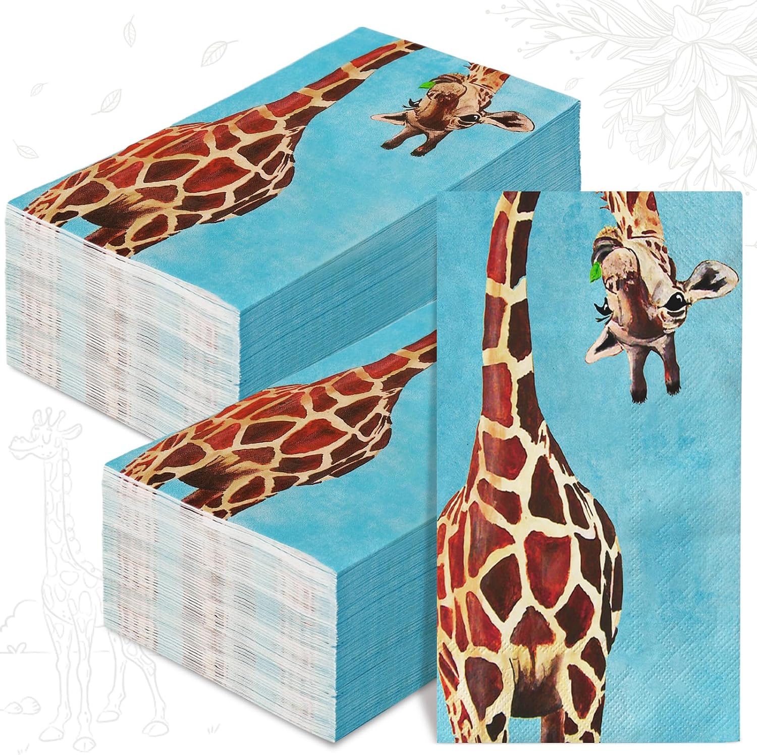 80Pcs Giraffe Guest Napkins Funny Animals Disposable Napkins Decorative Hand Paper Towel Napkins for Bathroom Party Supplies Table Decor, 15.7 x 13 Inch