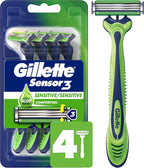 Gillette Sensor3 Sensitive Men's Disposable Razor, 4 Razors