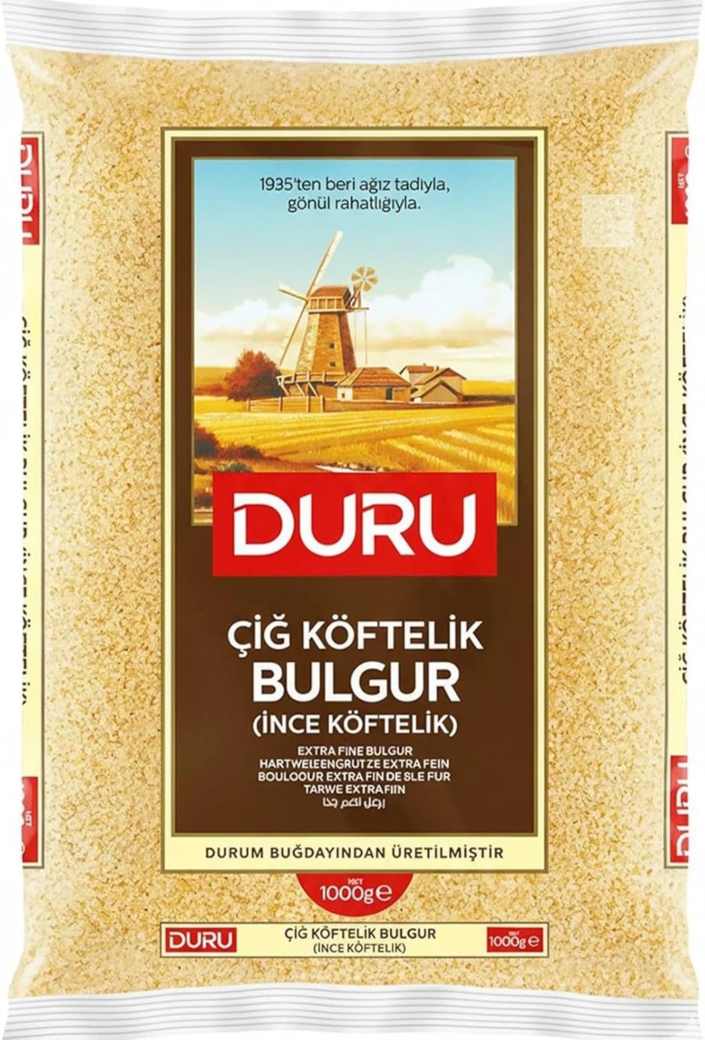 Duru Extra Fine Bulgur, 35.2oz (1000g), Wheat Berries, 100% Natural and Certificated, High Fiber and Protein, Non-GMO, Great for Vegan Recipes, Better than Rice