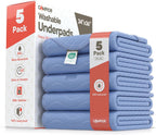 Washable Underpads Large 34"x36" (Pack of 5) – Reusable Waterproof Bed Pads for Adults & Seniors, Extra Heavy Absorbency Incontinence & Bedwetting Pads, Soft, Blue.