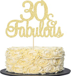 Gyufise 1Pcs Gold Glitter 30 & Fabulous Cake Toppers 30 and Fabulous Cake Toppers for Happy 30th Birthday Cheers to 30 Party Decorations 30 Anniversary Birthday Cake Decorations Supplies