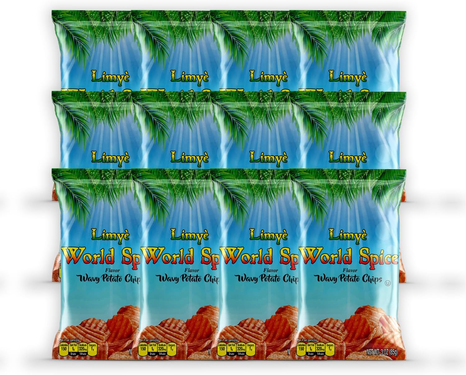 Limyè Potato Chips, World Spice Flavor, Kosher Certified, Allergen Free, Non-GMO, Gluten-free, Vegan potato chips, 3 Oz (12 Pack)