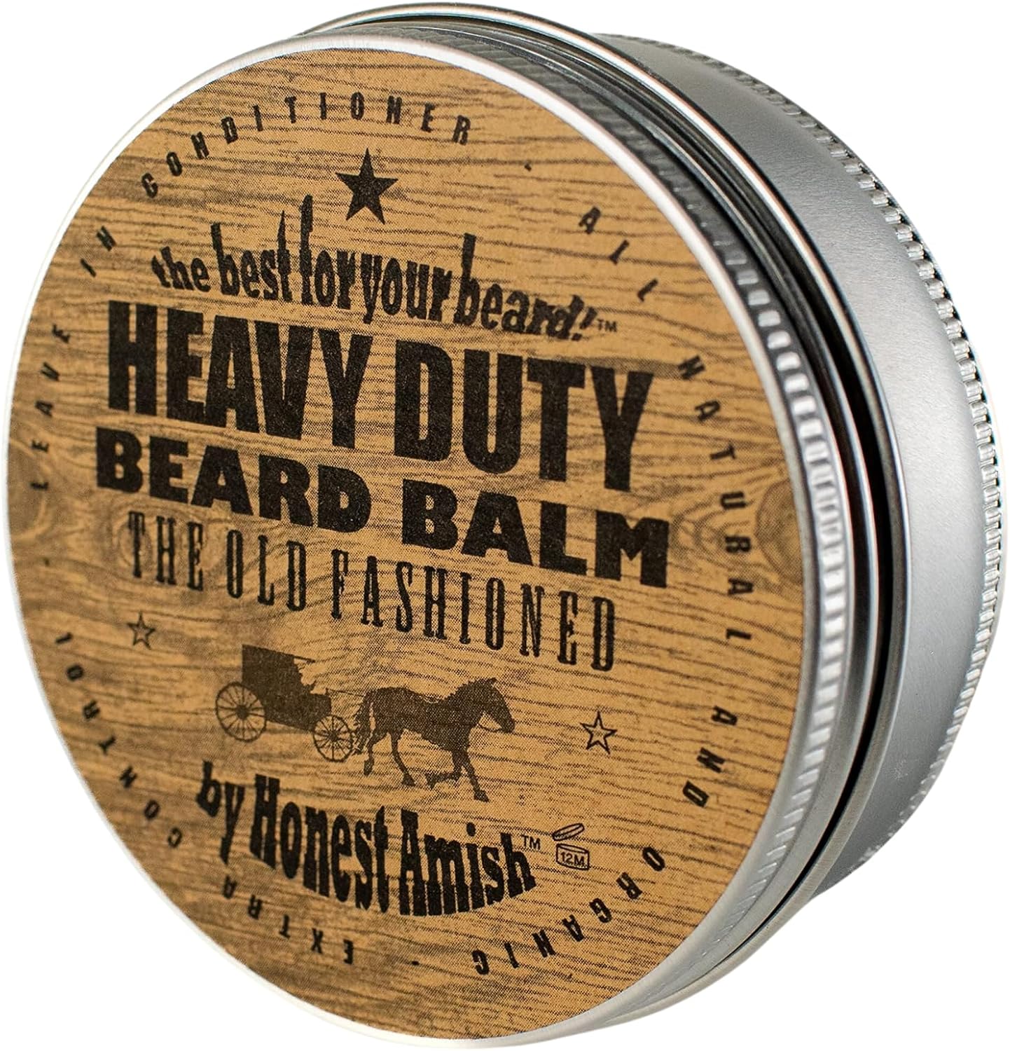 Honest Amish Heavy Duty Beard Balm -New Large 4 Ounce Twist Tin