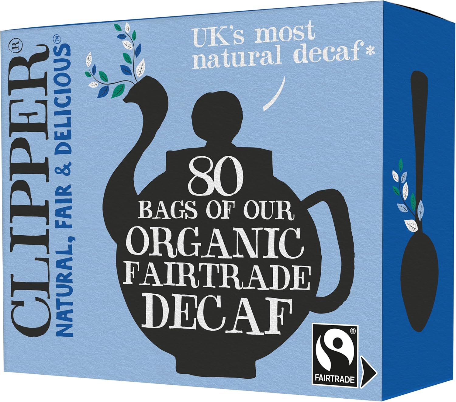 Clipper Tea, Organic Decaf, Plant-Based, Decaffeinated Black Tea, Great Over Ice, 1 Pack, 80 Unbleached Tea Bags
