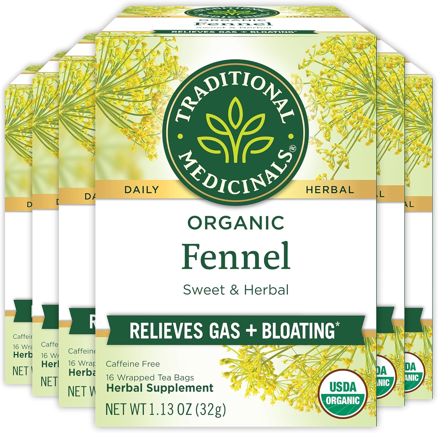Traditional Medicinals Tea, Organic Fennel, Promotes Healthy Digestion, 96 Tea Bags (6 Pack)