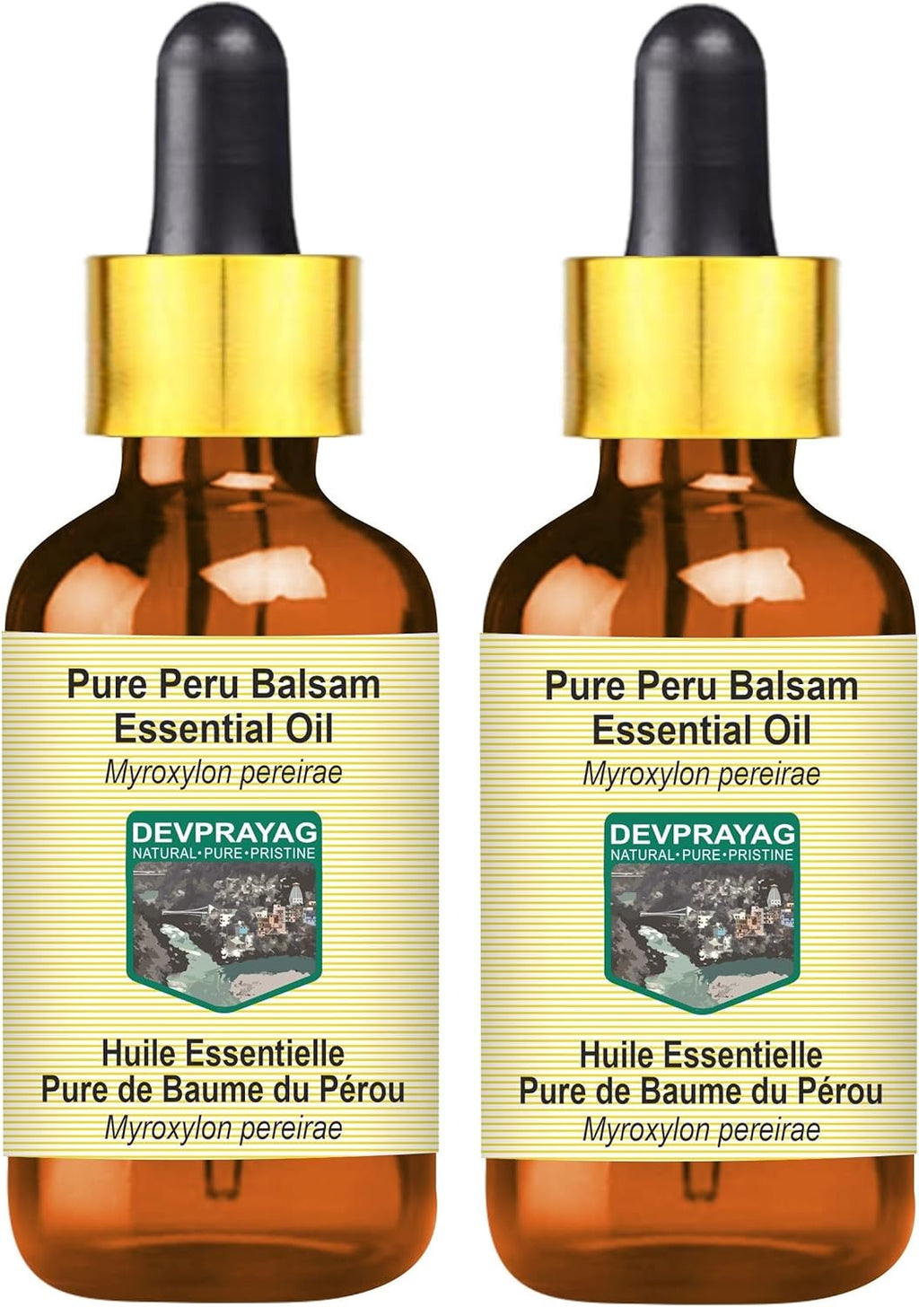 Pure Peru Balsam Essential Oil (Myroxylon pereirae) with Glass Dropper Steam Distilled (Pack of Two) 100ml X 2 (6.76 oz)