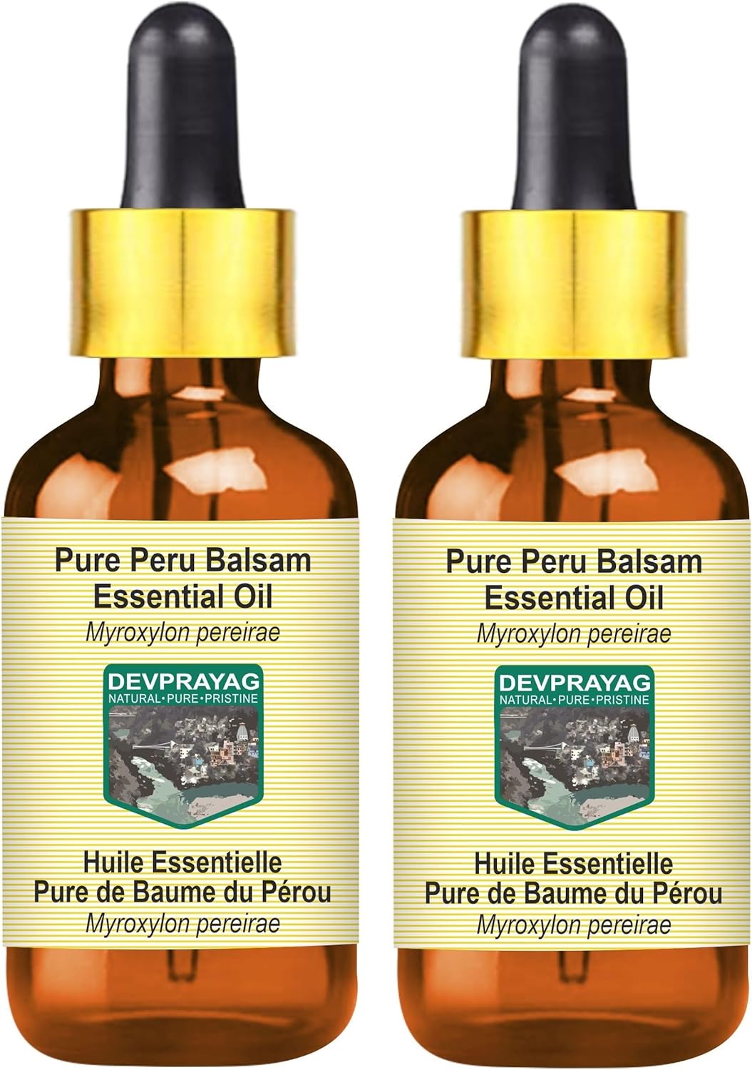 Pure Peru Balsam Essential Oil (Myroxylon pereirae) with Glass Dropper Steam Distilled (Pack of Two) 100ml X 2 (6.76 oz)