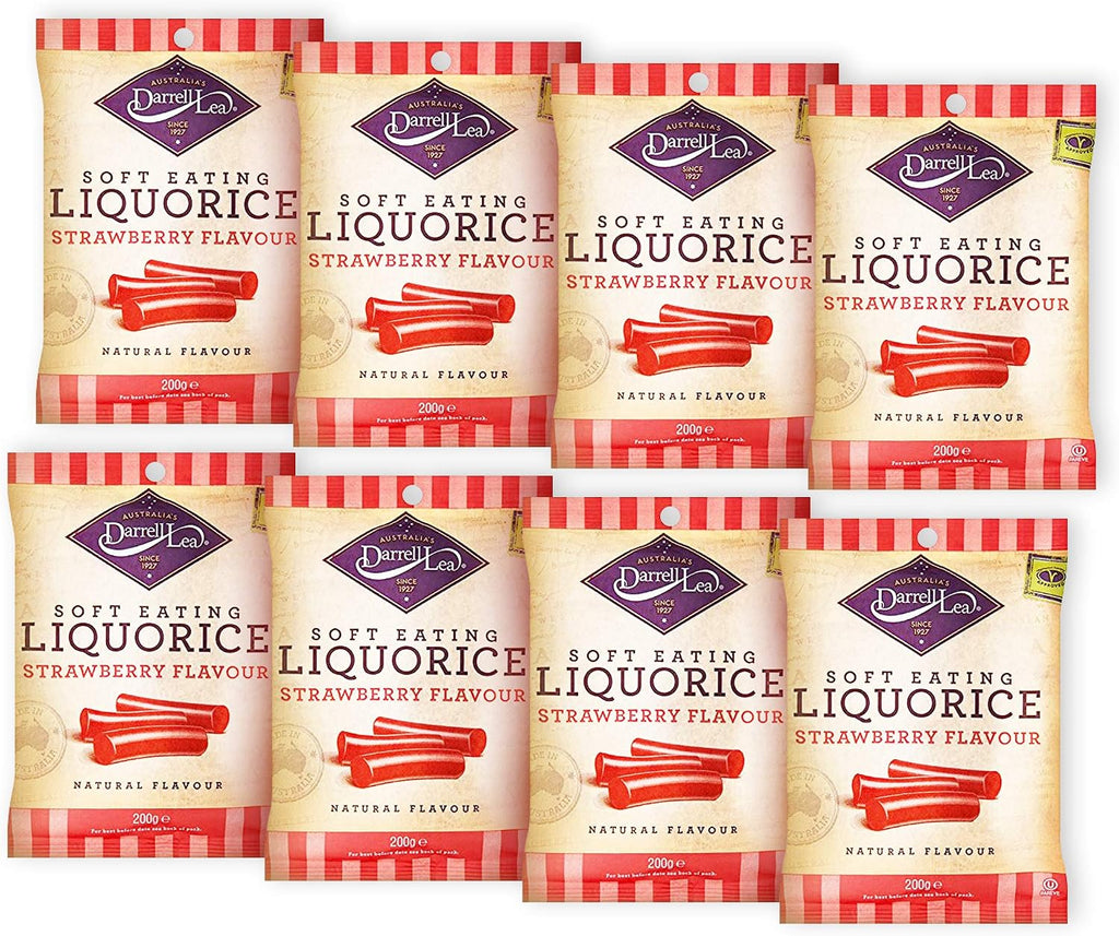 Darrell Strawberry Soft Eat Liquorice 200 g (Pack of 8)