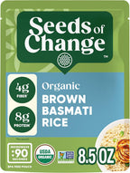 SEEDS OF CHANGE Certified Organic Brown Basmati Rice, Organic Food, 8.5 OZ Pouch