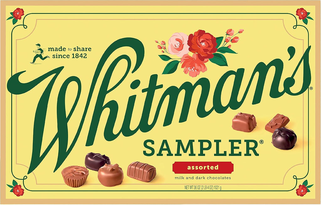 WHITMAN'S SAMPLER Assorted Milk & Dark Chocolate Candy Gift Box, 36 oz.