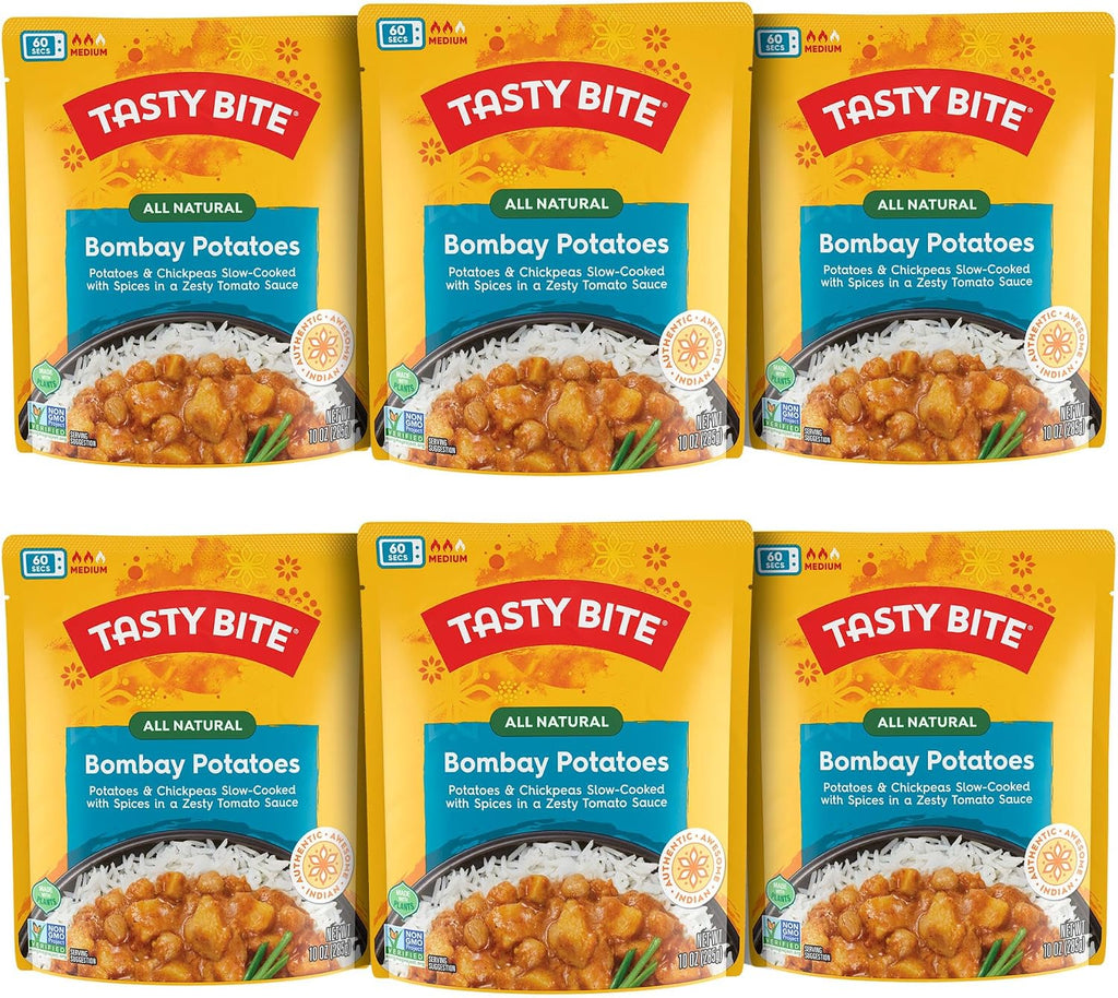Tasty Bite Indian Bombay Potatoes, Microwaveable Ready to Eat Entrée, 10 Ounce (Pack of 6)