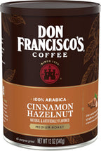 Don Francisco's Cinnamon Hazelnut Ground Flavored Coffee: Rich, Aromatic 100% Arabica Blend - Medium Roast for a Delightful Morning Brew (12 oz Can)