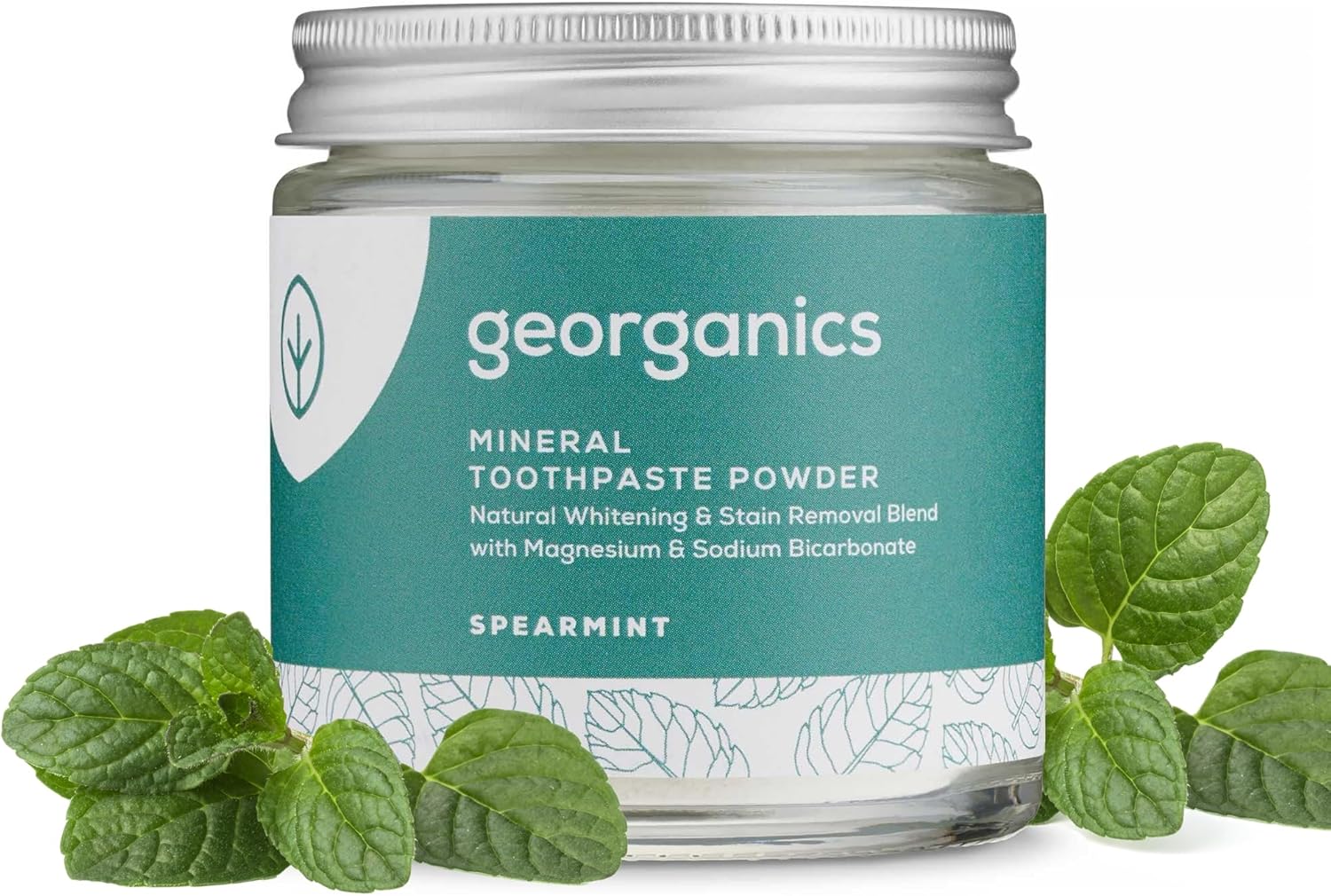 Georganics Whitening Mineral Toothpaste Powder – Spearmint – Stain Removing & Teeth Whitening -4.2 oz