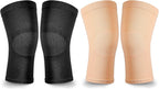 2 Pair Knee Brace Compression Sleeves Knee Support Brace for Meniscus Tear, Lightweight Knee Sleeve for Arthritis Pain Relief, Knee Support for Men and Women for Running, Weight Lifting (Black, Beige)