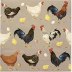 WRAPAHOLIC 50Pcs Roosters Hens Cocktail Chicken Napkins - 3-Ply Farm Paper Napkins for Chicken Birthday Party, Farm Party and Farmhouse Supplies - 5 x 5 In