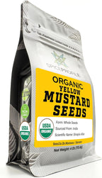 Spice Profile USDA Organic Yellow Mustard Seeds, Lab Tested for Heavy Metals, Resealable 4oz Pouch, Sarson, Semillas de Mostaza Amarilla