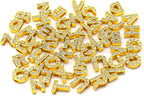 AUEAR, 52 Pack Gold A-Z 8mm Full Rhinestone Slide Charms Crystal Alphabet Letter Alloy for Bracelets Necklace Wristbands DIY Jewelry Making