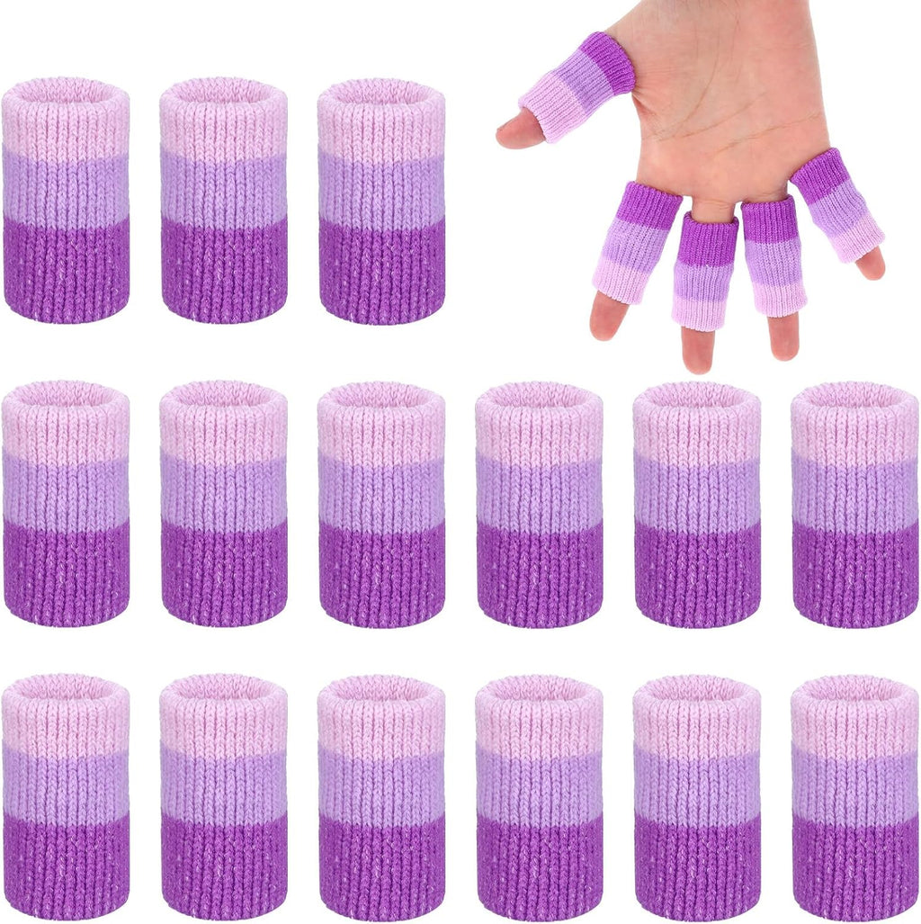 Gjinxi Crochet Finger Guard, 30 Pcs Finger Covers Finger Sleeves Protectors for Knitting, Breathable Finger Cushion Sleeve Elastic Thumb Brace Support for Writing