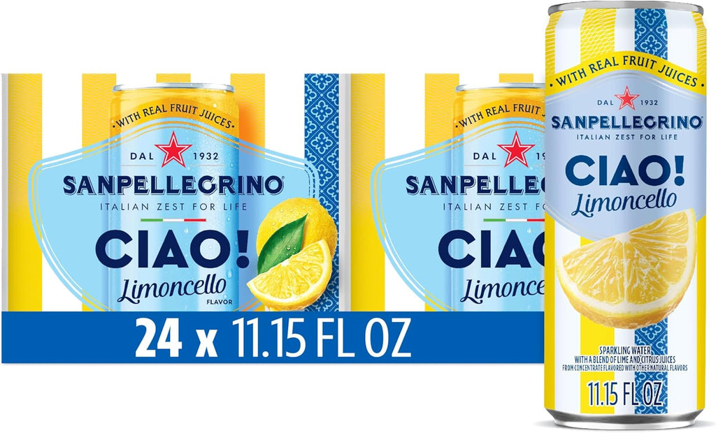 Sanpellegrino Ciao Limoncello Flavored Sparkling Water, Italian Sparkling Water, 24Pk