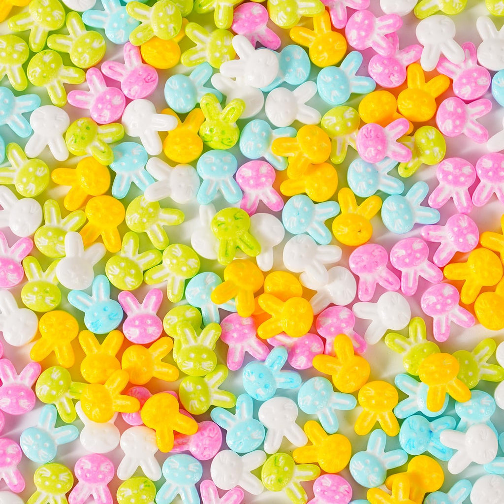 Easter Bunny Sprinkles, Pastel Rabbit Sprinkles in Pink Blue Yellow White Green, Edible Bunny Candy for Baking, Cake Decorating, Easter Egg Cookies & Spring Celebration Carrot Patch Cupcakes Topper Chocolate
