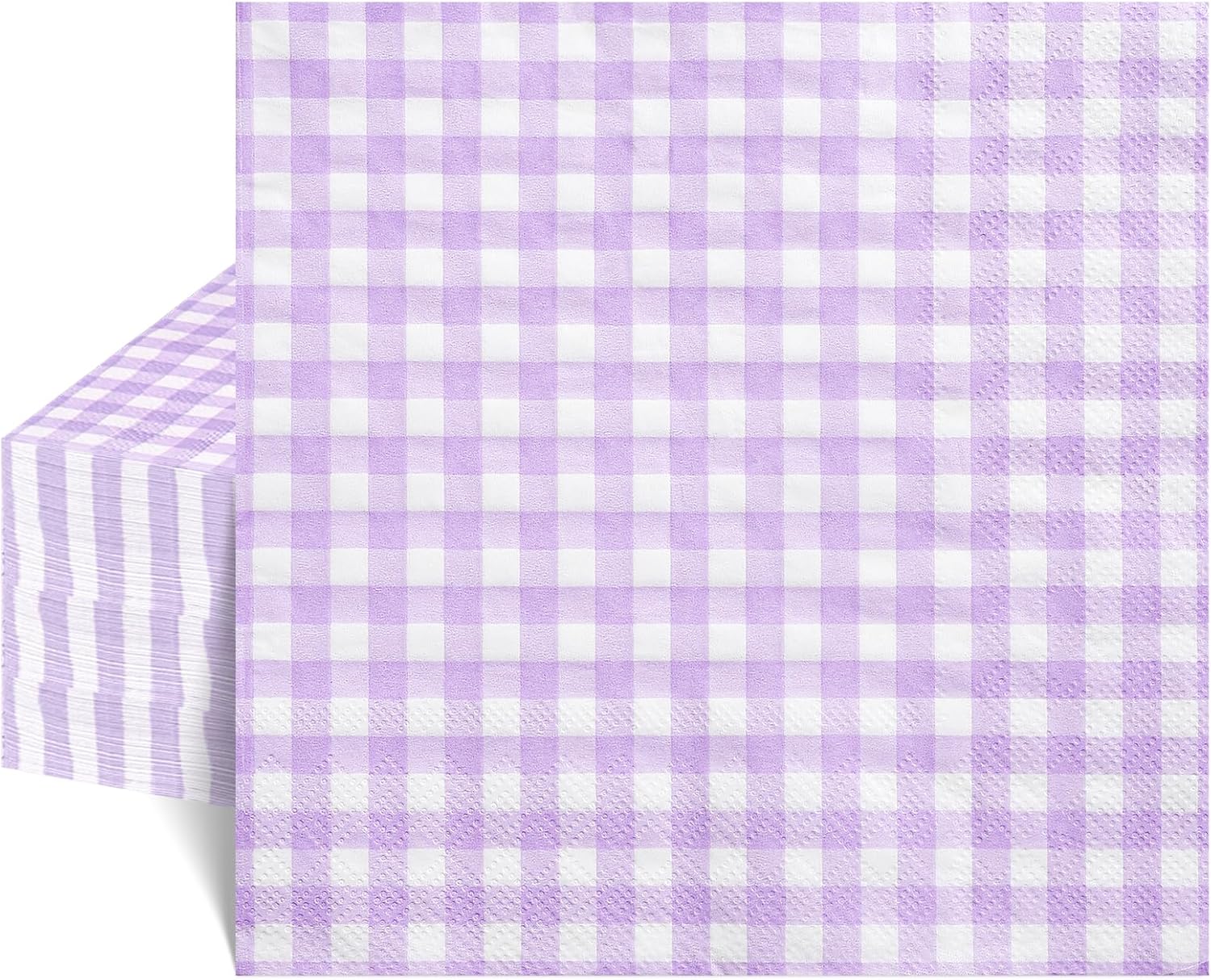 80 Pcs Purple Gingham Napkins, 6.5X6.5 Inch Easter Napkins Purple and White Checkered Napkin Lavender Plaid Napkin Gingham Party Supplies for Baby & Bridal Shower, Wedding, Picnic
