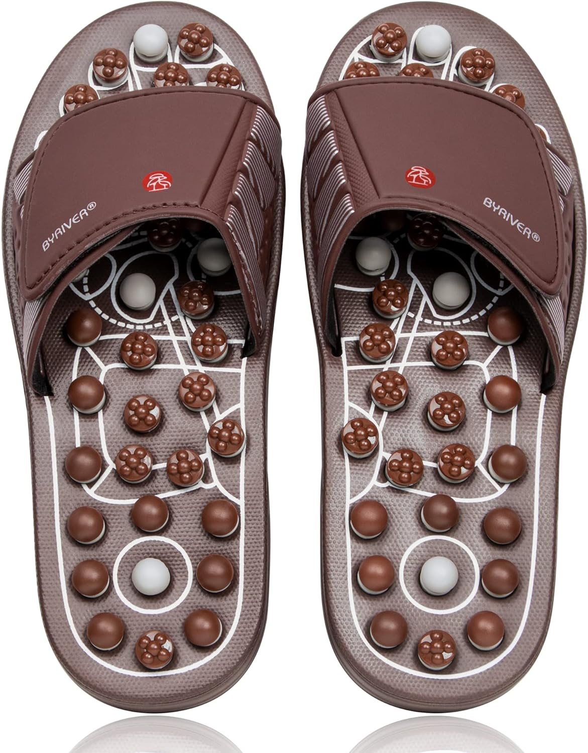 BYRIVER Under Desk Foot Massager Footrest Acupressure Slippers Sandals Shoes Mat for Men Women, Relieve Plantar Fasciitis Neuropathy Pain, Stress Relief Massager, Gifts for Runners (03XS)
