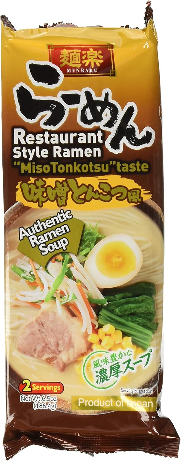 Hikari Menraku Tonkotsu Ramen Noodles, Miso, 6.5 Ounce