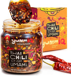 Thai Chili Crisp Umami Sauce – Crunchy Spicy Garlic with Fresh Peppers – Vegan, No MSG or Preservatives Bold Flavor – Hot Oil Condiment for Noodles, Rice, Dumplings, Stir-Fry & More – 180g (6.34oz) Jar