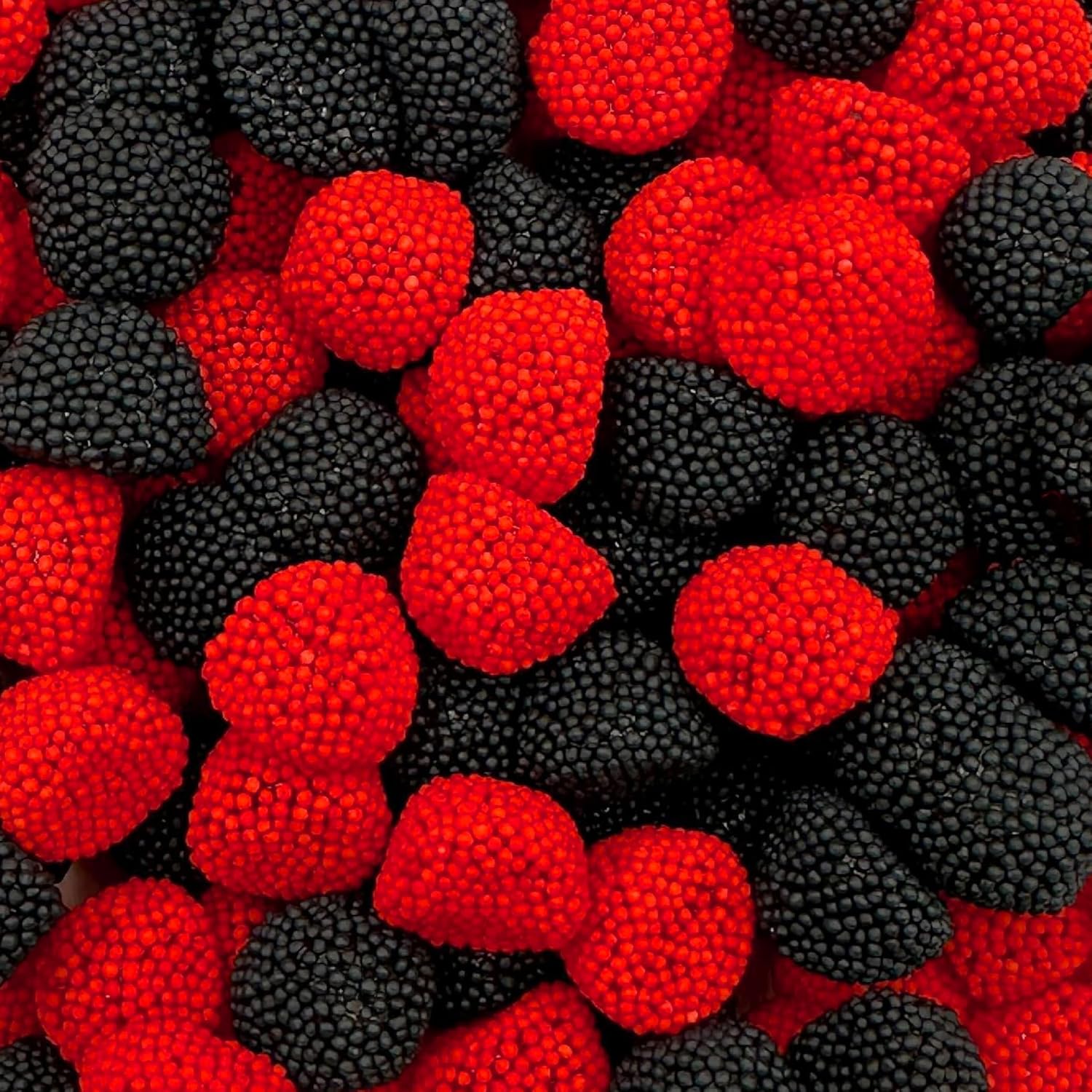 Berries Gummy Candy | 1-Pound Bag | Crunchy Raspberry and Blackberry Chews | Black & Red Candy for Parties, Buffets, and Treat Bags | Fun Crunchy Gummies