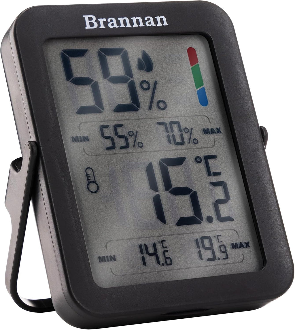 Brannan Max Min Thermometer Room Indoor Humidity Meter Hygrometer - Accurate Room Temperature Maximum Minimum Thermometer Recording Temperature Digital Display to Monitor House Home Office Nursery