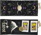 Knana 2Pcs Tarot Card Holder Linen Tarot Bag with Sun Moon Pattern Tarot Accessories Tarot Card Bag